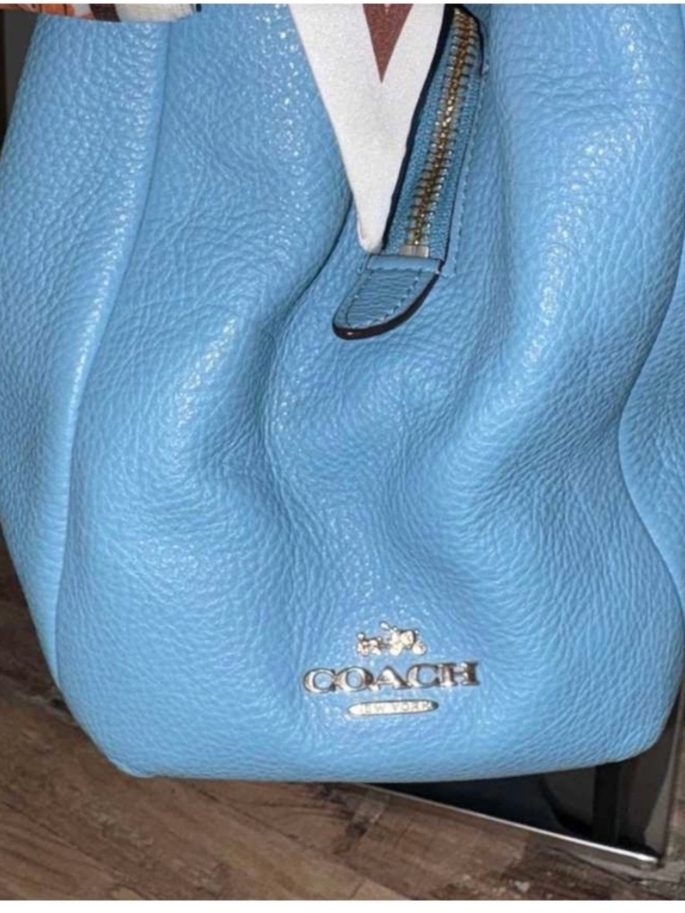 Coach Pebbled Leather Shoulder Bag in Light Blue